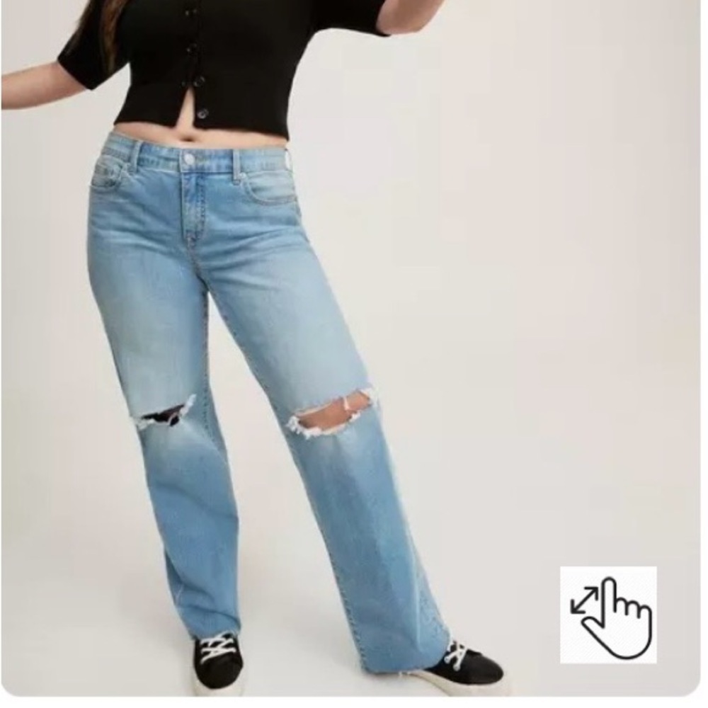 NWT Torrid Wide-Leg Jeans, Destructed Medium Wash - 18 Regular